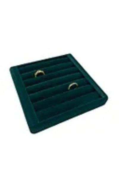 MeGass Dekor Suede Fabric Green Color 15 cm 15 cm Ring Display Stand