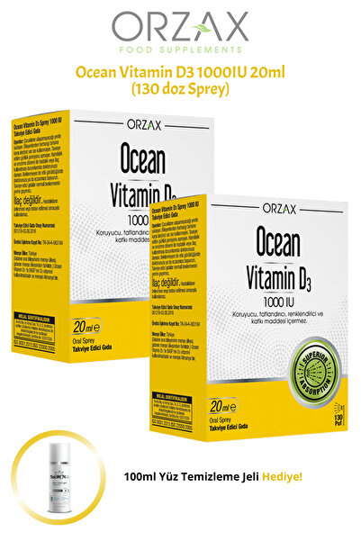 Ocean Vitamin D3 1000 IU 20 ml Sprey / 130 Doz 2 ADET + 100ml Jel