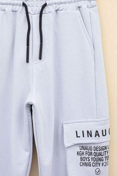 Cansın Mini Gray Text Printed Pocket Boys' Tracksuit - 20209