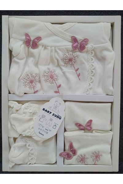 ÇAĞTEXX 5 Piece Pink Butterfly Baby Girl Bodysuit Set