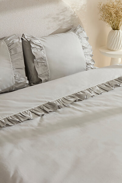 Karaca Home Viento 100% Cotton Double Duvet Cover Set Gray