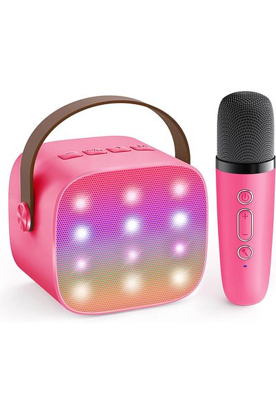 AWH Mini Karaoke Machine for Kids, Bluetooth Speaker w/ Mic – Fun Gift for Boys, Assorted Colors