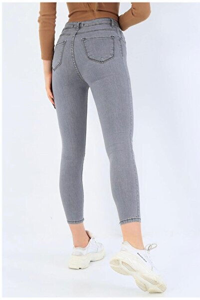 Shield Life Pantaloni de damă din Lycra elastic cu talie înaltă gri cu picioa...