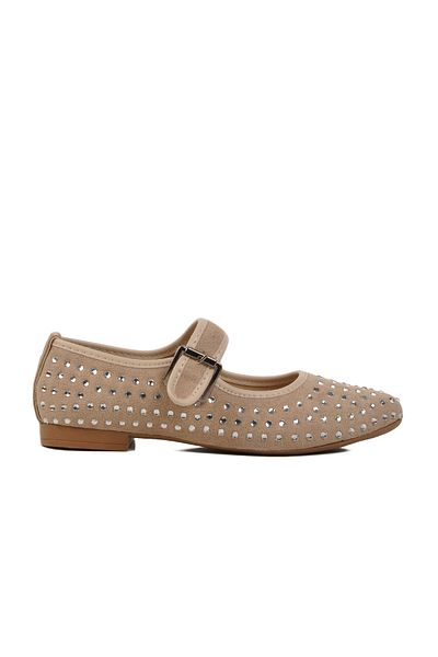 AYAKMOD Balerini de damă cu broderie de piatră bej 354159   Z