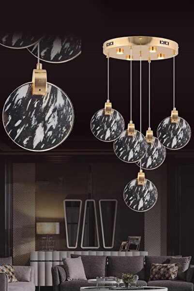 Eys 37w 5'li Gold Sarkıt Led Avize Circle