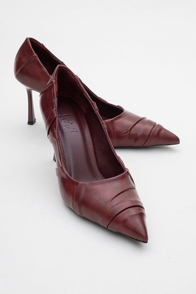 LuviShoes Γυναικεία παπούτσια με λεπτό τακούνι ANLY Burgundy Skin