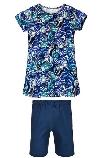 Remsa Mayo Girl Short Sleeve Lycra Tights Semi-Covered Swimsuit R5005 Shells