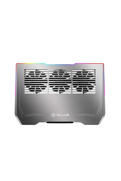 TELLUR Cooler laptop Tellur Shade, 17.3", 3 ventilatoare, RGB LED, USB, USB-C, aluminiu (Gri)
