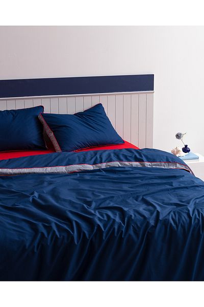 Madame Coco Allure Double 100% Cotton Duvet Cover Set - Navy Blue