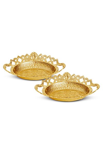 Sena 2 Pieces Palace Oval Date Bowl, Snack Bowl, Sugar Bowl, Turkish Delight Bowl (433-2)