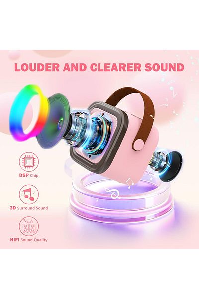 AWH Mini Karaoke Machine for Kids, Bluetooth Speaker w/ Mic – Fun Gift for Girls, Assorted Colors