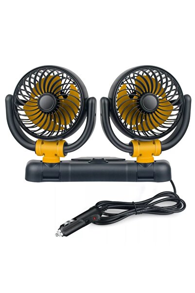 sharpdo Car Fan - 360° Adjustable 12V Dual Head 2 Speed Electric Small Car Fan Cooling for Van,SUV, RV