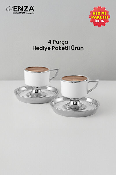 Enza Doris 2 Porcelain Coffee Cup Set 90 ml - Platinum
