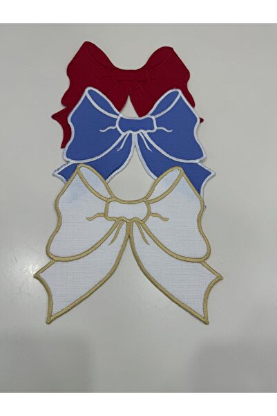 İNCİ ÇEYİZ 1 Piece Linen Fabric Bow Pattern Embroidered Coffee Side Cocktail Napkin & Coaster.