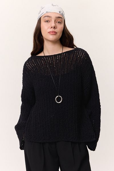 Manuka Black Knitwear Sweater, Elephant Sprouted