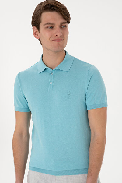 U.S. Polo Assn. Erkek Slim Fit Polo Yaka Aqua Tişört 50299359-VR007