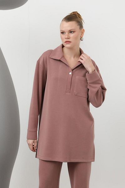 Loreen 20605 Women's Snap Collar and Pocket Detailed Trouser Suit