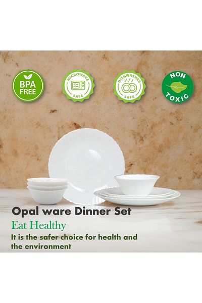 Melrich 20 Pcs Opal Ware Dinner Set Dishwasher Safe Microwave Safe BPA Free