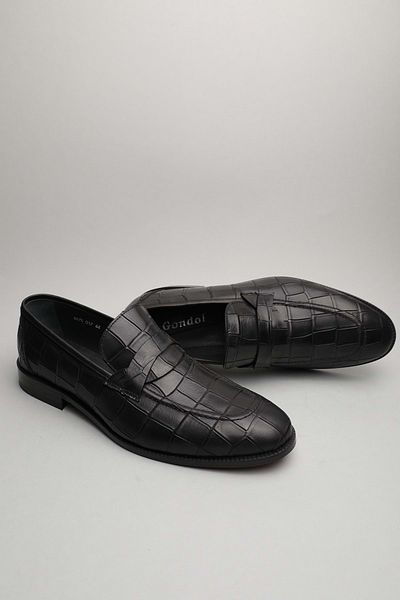 Gondol Ανδρικό Γνήσιο Δέρμα Classic Black Croco 44 Ttx.141