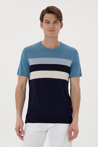 U.S. Polo Assn. Men's Slim Fit Crew Neck Navy Blue T-Shirt 50306459 -Vr033