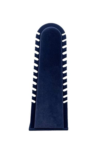 MeGass Dekor Domestic Production Riyadh Model Suede Fabric Navy Blue Color 31/11 cm Pedestal Necklace-Anklet Display Stand