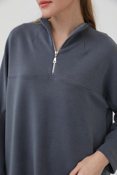 Puane 10611 Women's Front Zipper Detailed Modal Tunic