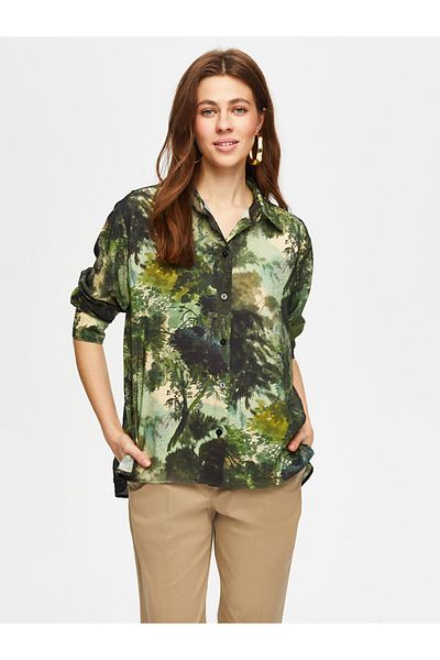 Faik Sönmez Women's Jungle Pattern Viscose Shirt 25Yus25Gml016