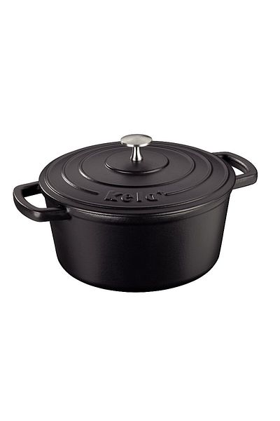 KELA Keck Lang Cast iron baking tray with lid CALIDO 24 cm black