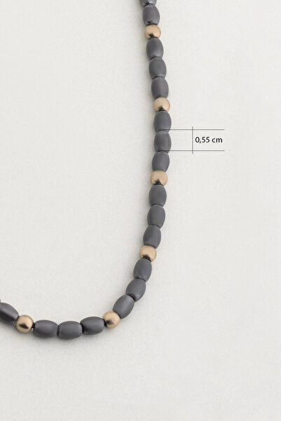 So CHIC... Hematit Taşlı 65 Cm Gümüş Erkek Kolye