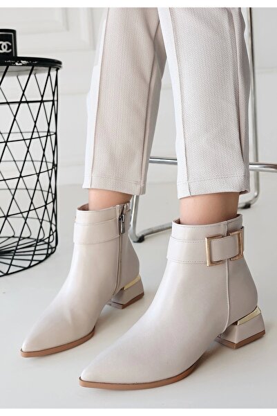 Genel Markalar Mona Bej Cilt Topuklu Bot