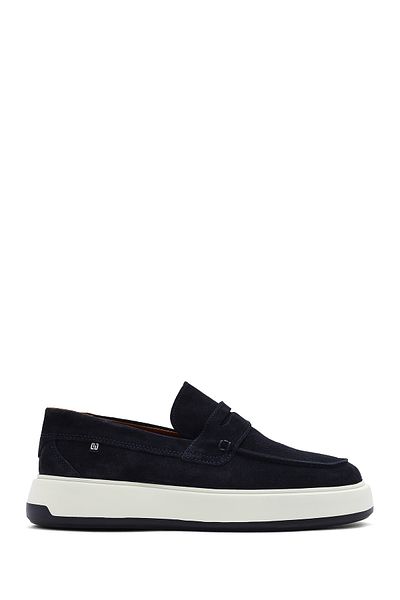 Derimod Men's Navy Blue Suede Leather Casual Loafer 25Sfd 707310