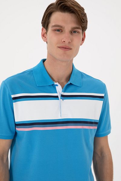 U.S. Polo Assn. Men's Regular Fit Polo Neck Turquoise T-Shirt 50306858 -Vr093