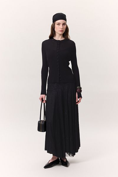 Manuka Small Buttoned Knitwear Cardigan, Black