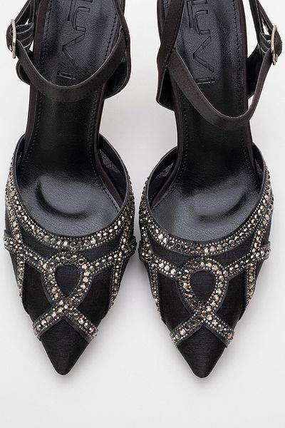 LuviShoes Pantofi de seara pentru dama VOLBY Black Satin Stone