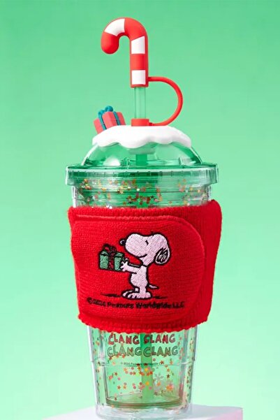 Miniso Snoopy Lisanslı Yılbaşı Koleksiyonu Çift Cidarlı Tutacaklı Şişe