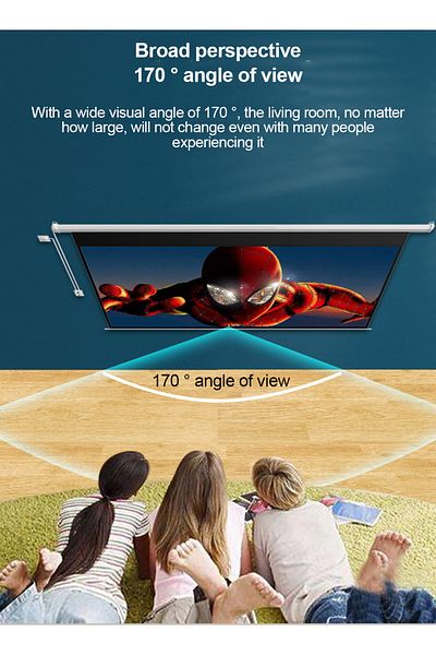 FlashHawk 60 Inch 16:9 Wall Mount Electric Projector Screen with Remote Control For Home Cinema/Home Party
