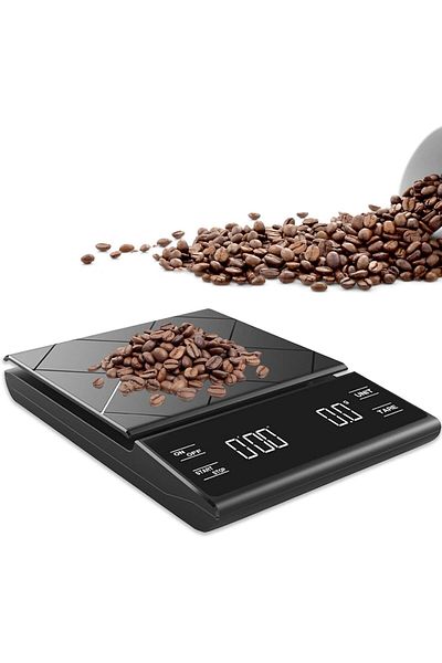 COOYA Digital Kitchen Scale, Portable Coffee Scale with Timer, LED Display, Tare Function 3000g/ 0.1g