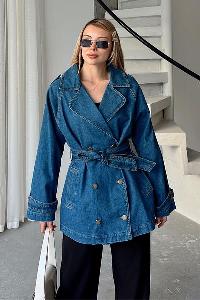 Olcay Jachetă de blugi oversize cu detaliu epoleți ALBASTRU ÎNCHIS 8251