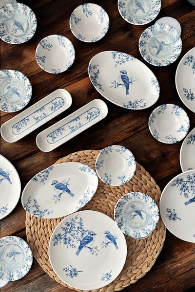 Trendymutfak Serenat 44 Piece Porcelain Breakfast Set for 12 People