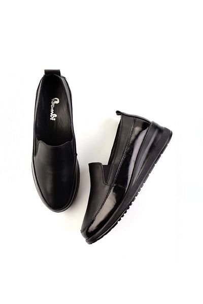 Bambi Pantofi casual de damă din piele neagră K 01045001003