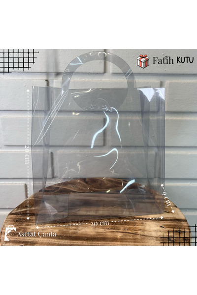 Fatih Kutu 20x20x9 Şefaf Asetat Çanta [ Demonte 10 Adet]
