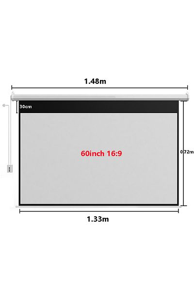 FlashHawk 60 Inch 16:9 Wall Mount Electric Projector Screen with Remote Control For Home Cinema/Home Party