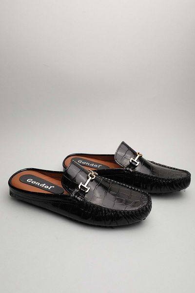 Gondol Papuci clasici pentru bărbați din piele naturală Black Croco 41 ttx.314