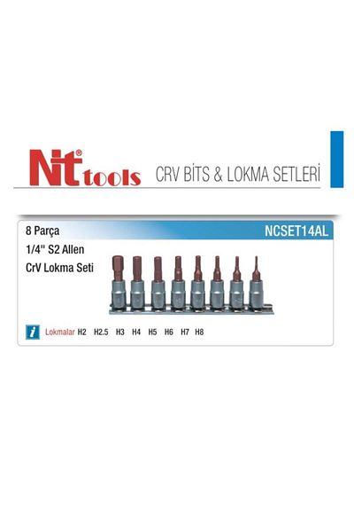 Nt Tools 1/4" Allen Socket Set 8 Pieces - S2 Steel Ncset14Al