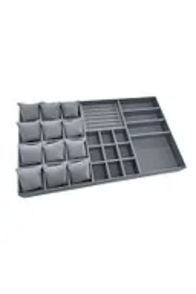 MeGass Dekor Domestic Production Special Order 60/35 cm Suede Coated Gray Color Drawer Jewelry Organizer