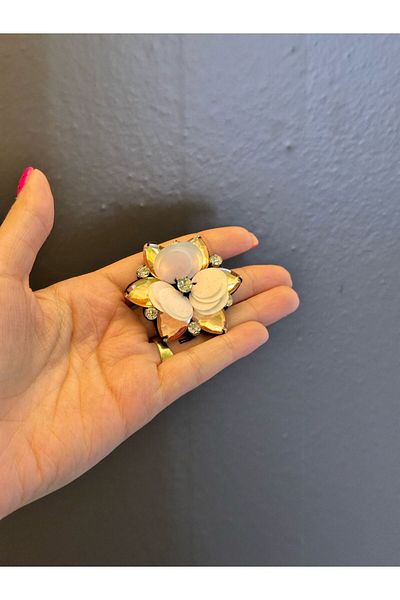 Gönülden Tasarım 5X5 cm Pink Stone Sequined Flower Coat of Arms Sewing Applique