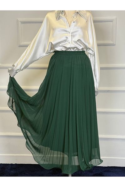 RACE FASHİON Flounced Skirt Elastic Waist Pleated Chiffon Skirt Rc4004