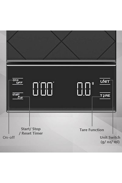 COOYA Digital Kitchen Scale, Portable Coffee Scale with Timer, LED Display, Tare Function 3000g/ 0.1g