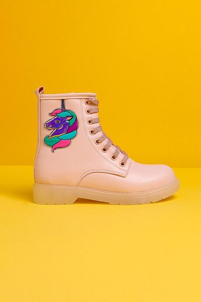 Limoya Παιδικές μπότες Darine Pudra Unicorn Patchli Lace-Up