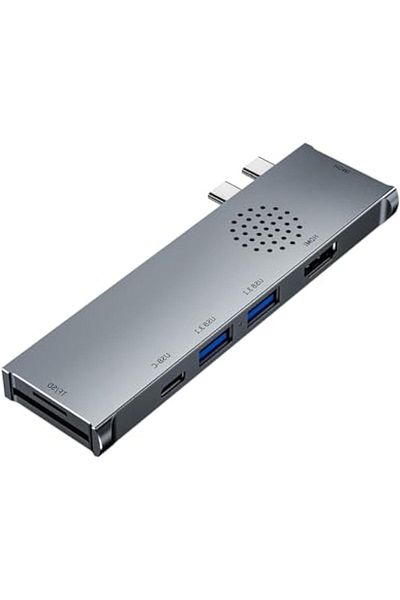 COOYA USB C Hub, 7-in-2 Triple Display, HDMI 4K@30Hz Port, 100W PD, 2*USB 3.1, SD & Micro SD Card Reader